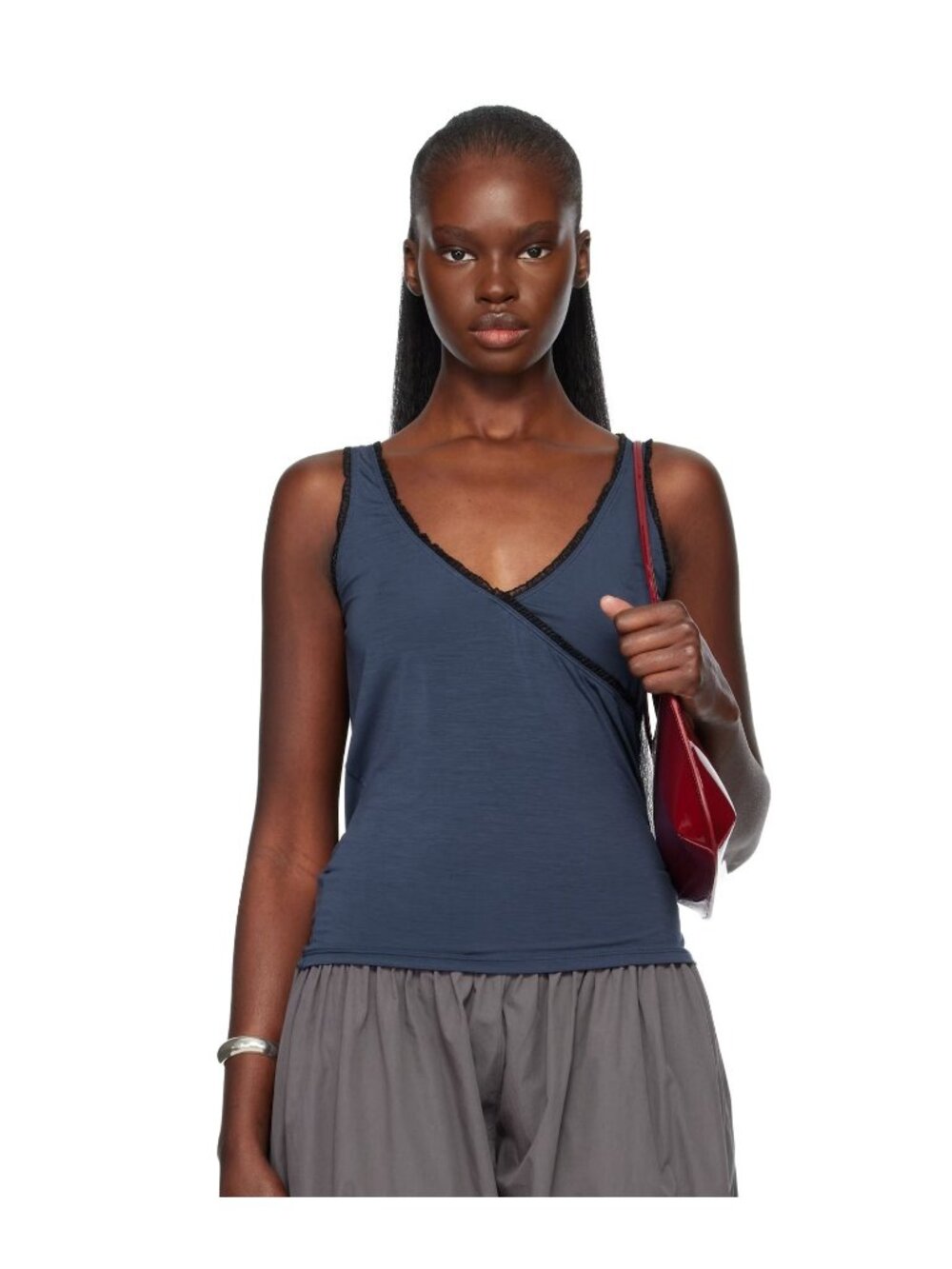 FRUITY BOOTY Navy Frill Wrap Tank Top NWT $100 XS/S